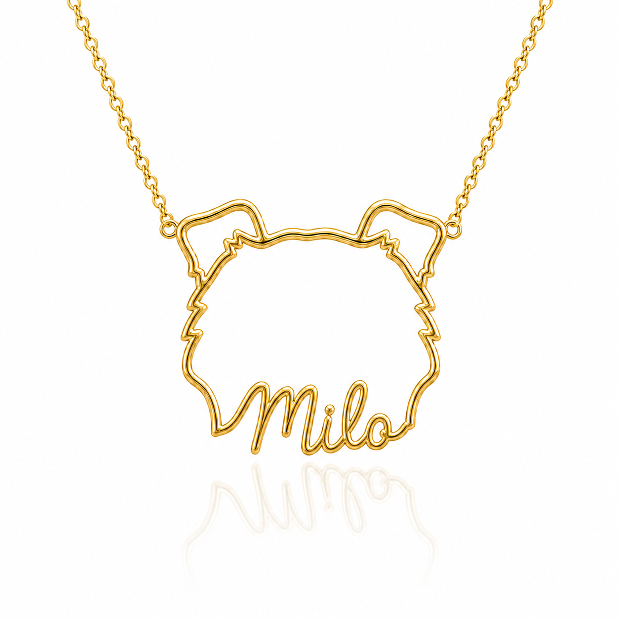Soulyshine Affenpinscher personalized dog silhouette name necklace in gold - Milo design