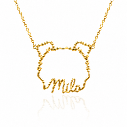 Soulyshine Affenpinscher personalized dog silhouette name necklace in gold - Milo design