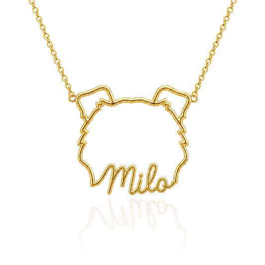 Affenpinscher Whisper of Paws - Personalized Outline Your Pet's Face and Name Necklace