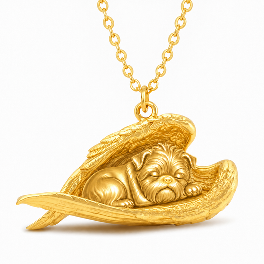 Soulyshine Affenpinscher The Sleeping Angel – Personalized Pet Necklace - 18K Gold Vermeil front