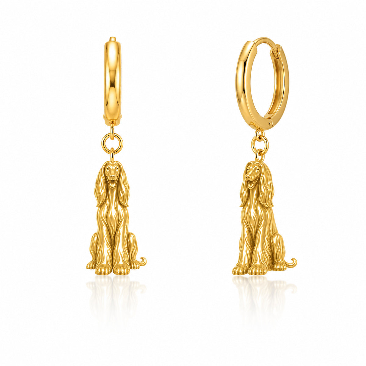 Soulyshine Afghan Hound Signature personalized companion handcrafted huggie earrings in gold