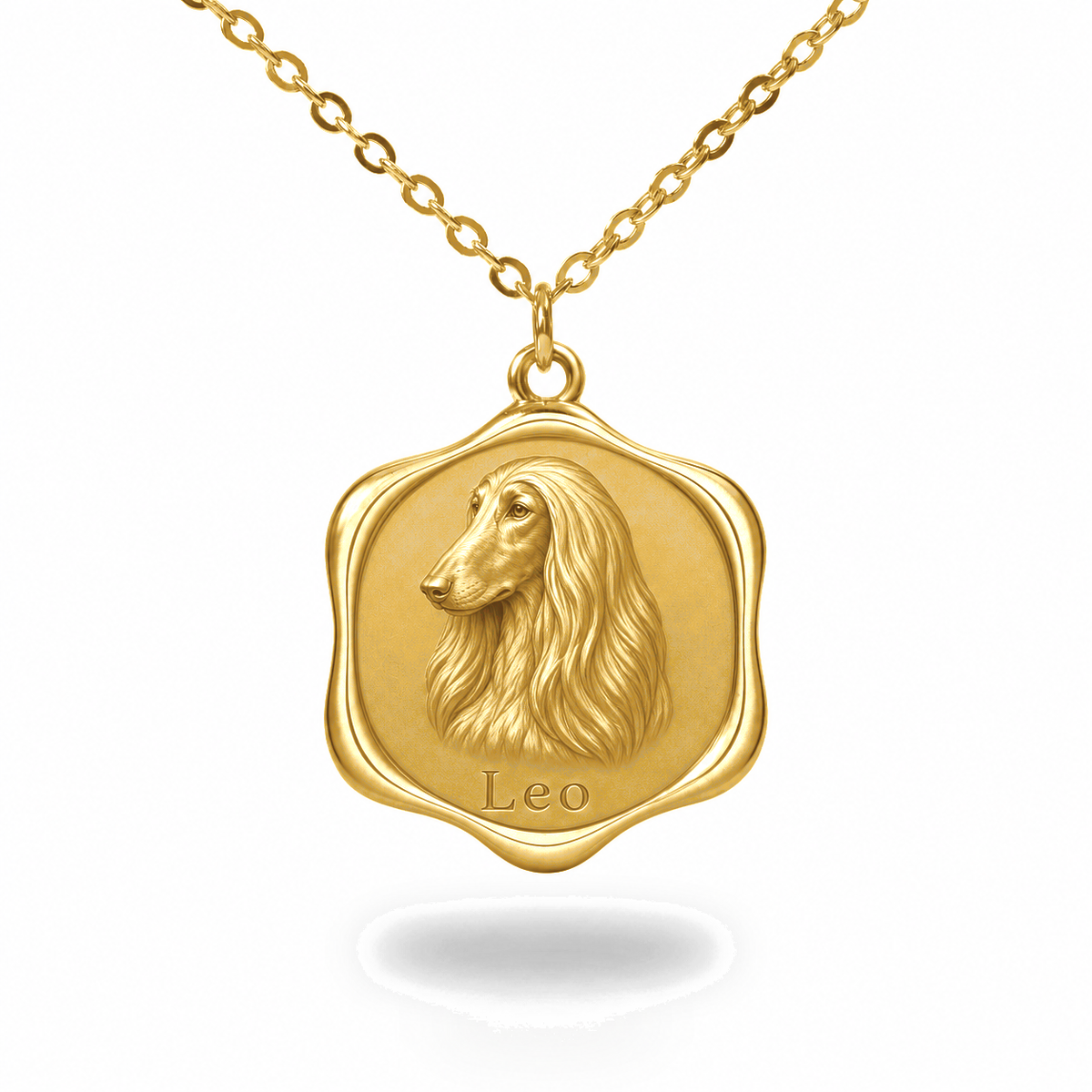 Soulyshine Afghan Hound Precious Paw personalized pet photo necklace - 18K Gold Vermeil front