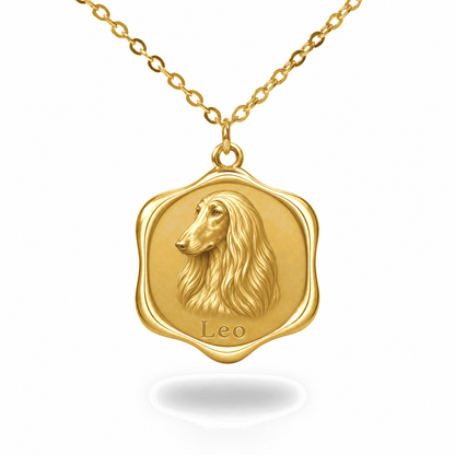Soulyshine Afghan Hound Precious Paw personalized pet photo necklace - 18K Gold Vermeil front