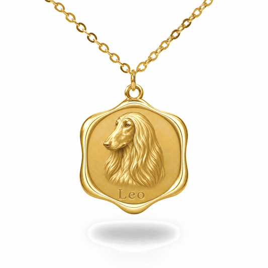 Soulyshine Afghan Hound Precious Paw personalized pet photo necklace - 18K Gold Vermeil front
