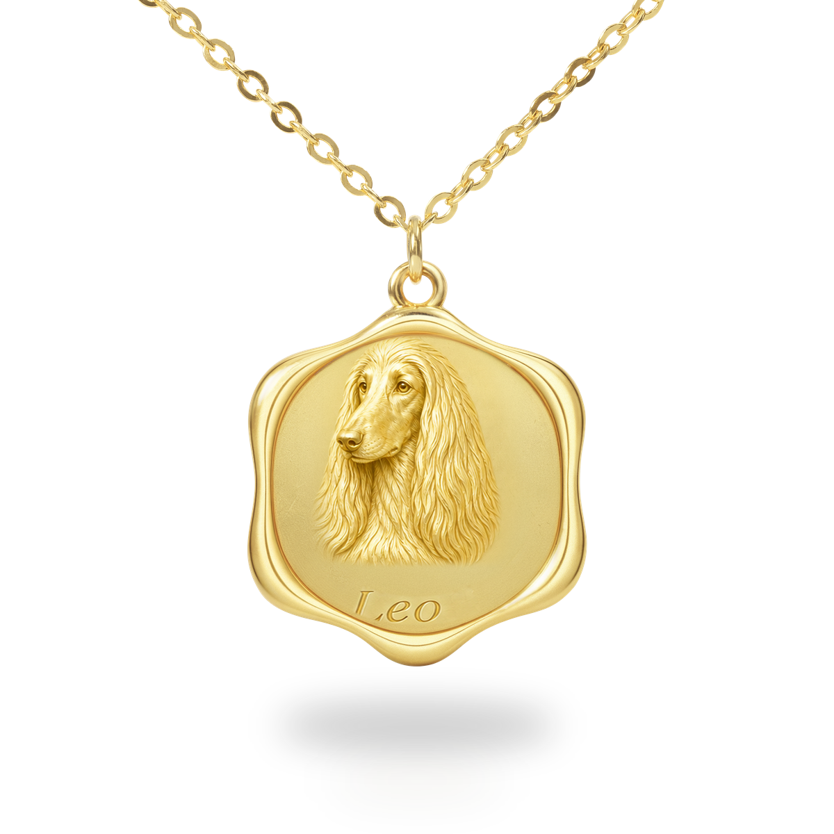 Soulyshine Afghan Hound Precious Paw personalized pet photo necklace - 18K Gold Vermeil front
