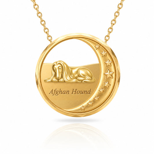 SoulyShine Afghan Hound Starry Slumber – Personalized Pet in The Moon Necklace