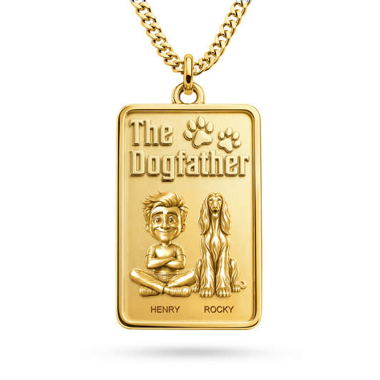 The Dogfather Afghan Hound personalized necklace - front