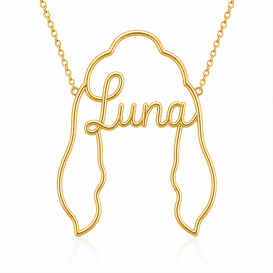 Afghan Hound Whisper of Paws - Personalized Outline Your Pet's Face and Name Necklace