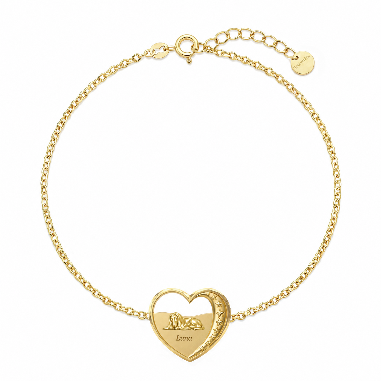 Soulyshine Afghan Hound Starry Slumber personalized pet heart bracelet