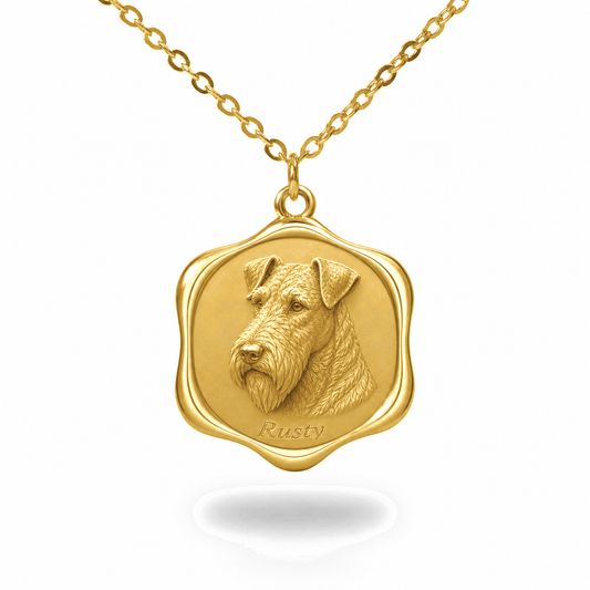 Soulyshine Airedale Terrier Precious Paw personalized pet photo necklace - 18K Gold Vermeil front