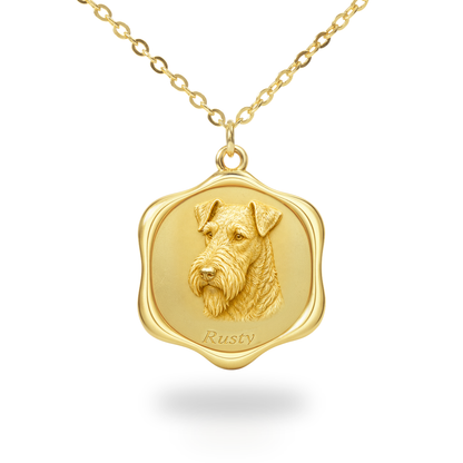 Soulyshine Airedale Terrier Precious Paw personalized pet photo necklace - 18K Gold Vermeil front