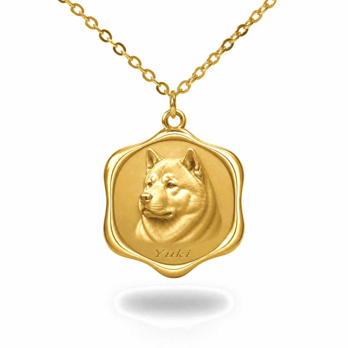 Soulyshine Akita Precious Paw personalized pet photo necklace - 18K Gold Vermeil front