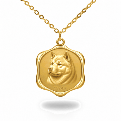 Soulyshine Akita Precious Paw personalized pet photo necklace - 18K Gold Vermeil front