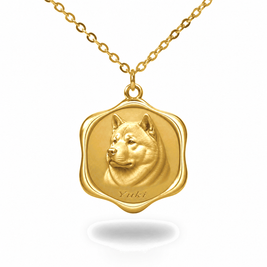 Soulyshine Akita Precious Paw personalized pet photo necklace - 18K Gold Vermeil front