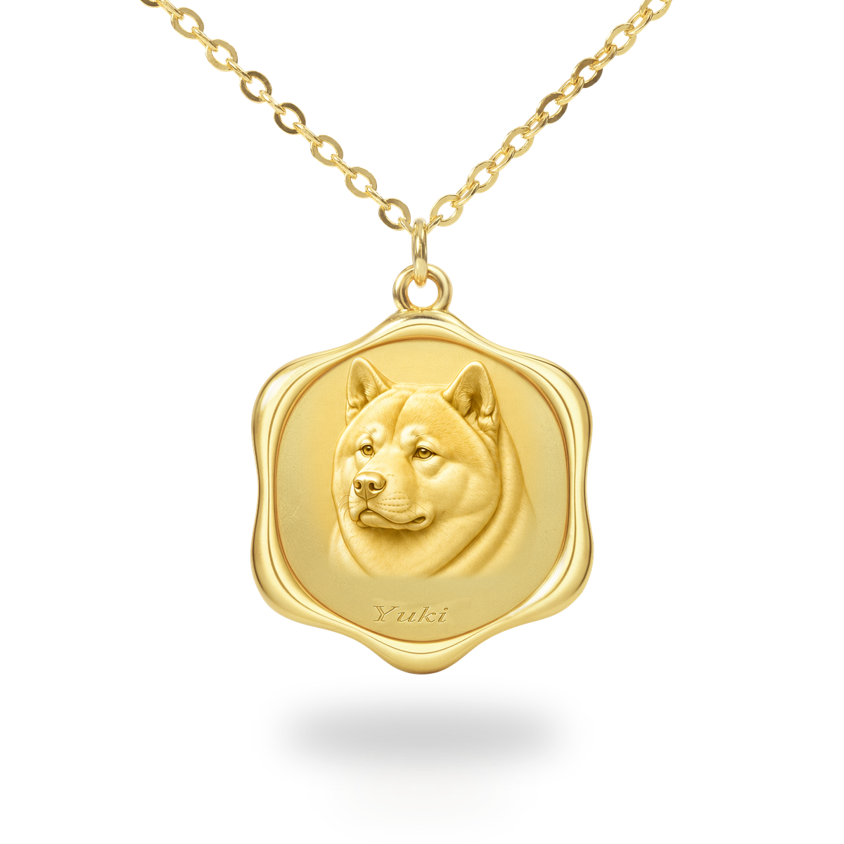 Soulyshine Akita Precious Paw personalized pet photo necklace - 18K Gold Vermeil front