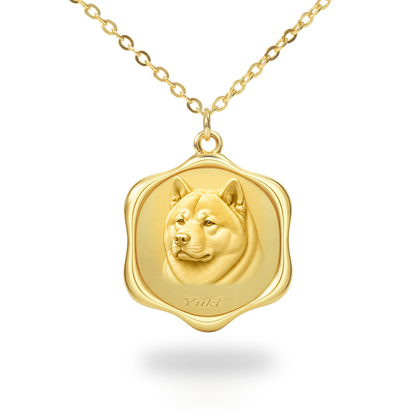 Soulyshine Akita Precious Paw personalized pet photo necklace - 18K Gold Vermeil front