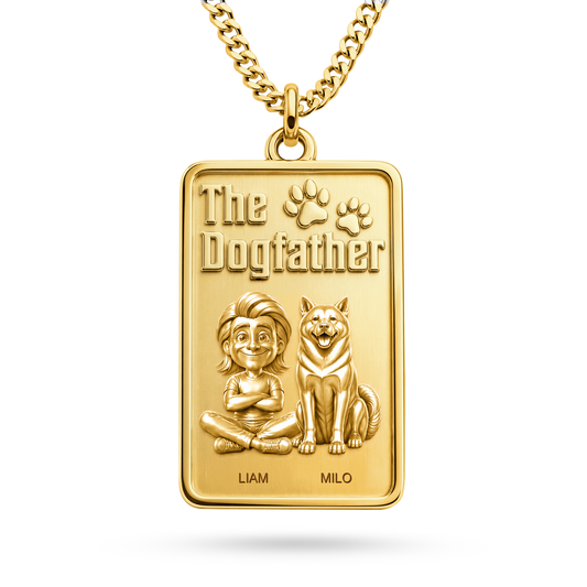The Dogfather Akita personalized necklace - front