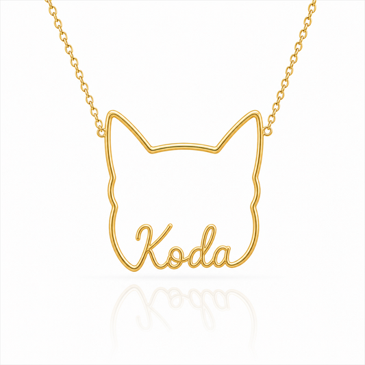 Akita Whisper of Paws - Personalized Outline Your Pet's Face and Name Necklace