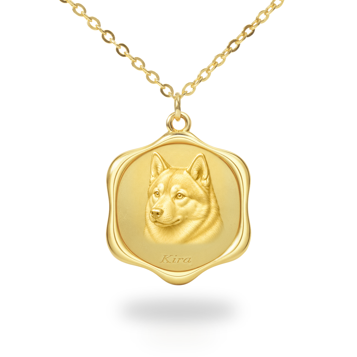 Soulyshine Alaskan Klee Kai Precious Paw personalized pet photo necklace - 18K Gold Vermeil front
