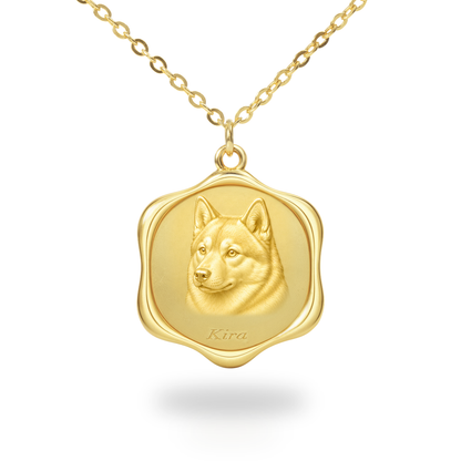 Soulyshine Alaskan Klee Kai Precious Paw personalized pet photo necklace - 18K Gold Vermeil front