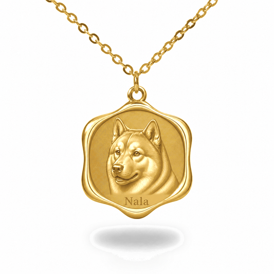 Soulyshine Alaskan Malamute Precious Paw personalized pet photo necklace - 18K Gold Vermeil front