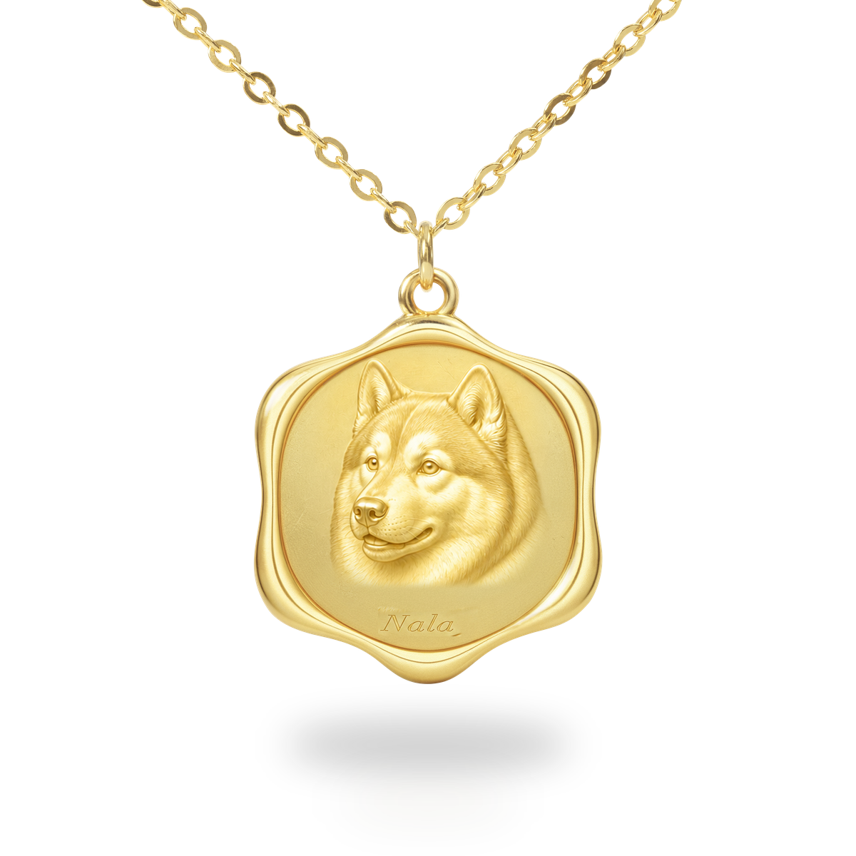 Soulyshine Alaskan Malamute Precious Paw personalized pet photo necklace - 18K Gold Vermeil front