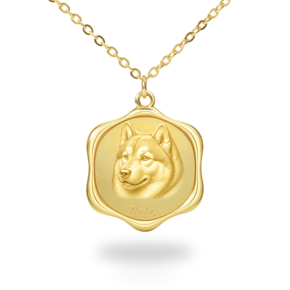 Soulyshine Alaskan Malamute Precious Paw personalized pet photo necklace - 18K Gold Vermeil front