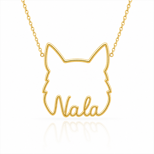 Alaskan Malamute Whisper of Paws - Personalized Outline Your Pet's Face and Name Necklace