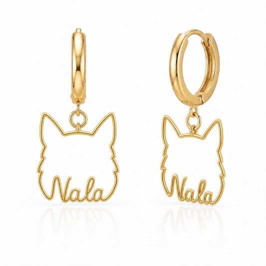 Alaskan Malamute Nala personalized pet face earrings