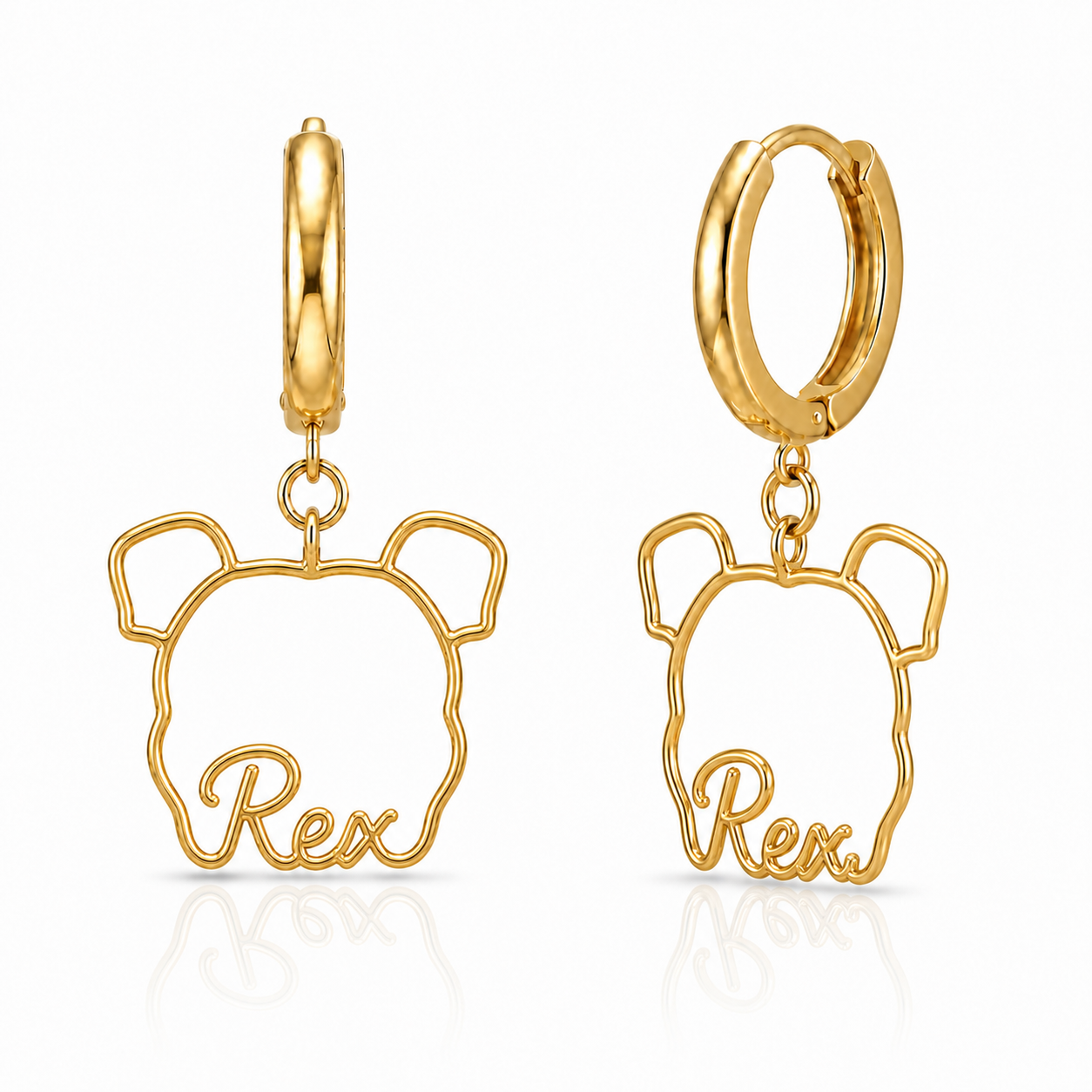 AmStaff Rex personalized pet face earrings