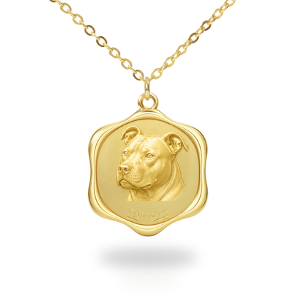 Soulyshine AmStaff Precious Paw personalized pet photo necklace - 18K Gold Vermeil front