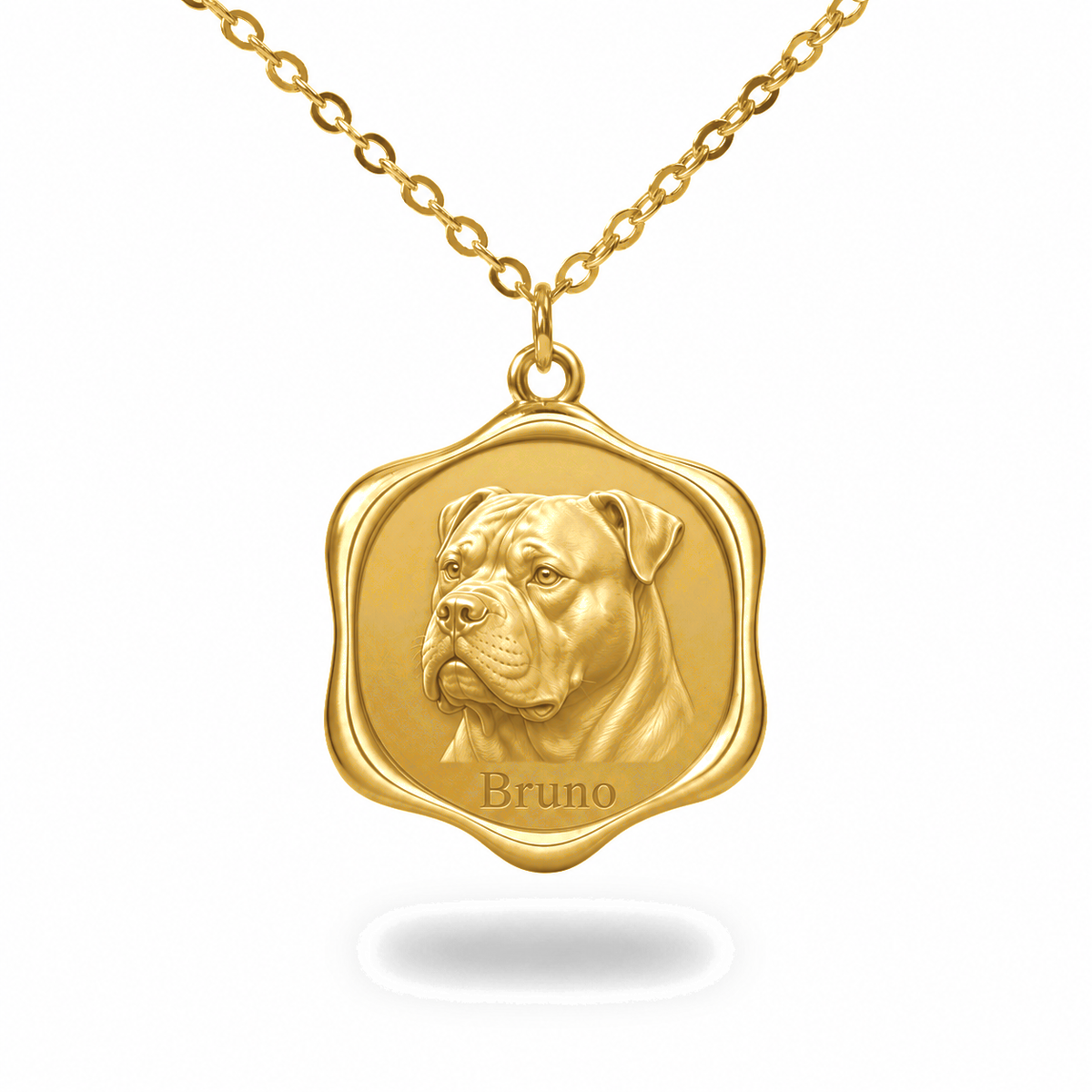 Soulyshine American Bulldog Precious Paw personalized pet photo necklace - 18K Gold Vermeil front
