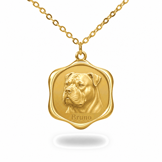 Soulyshine American Bulldog Precious Paw personalized pet photo necklace - 18K Gold Vermeil front