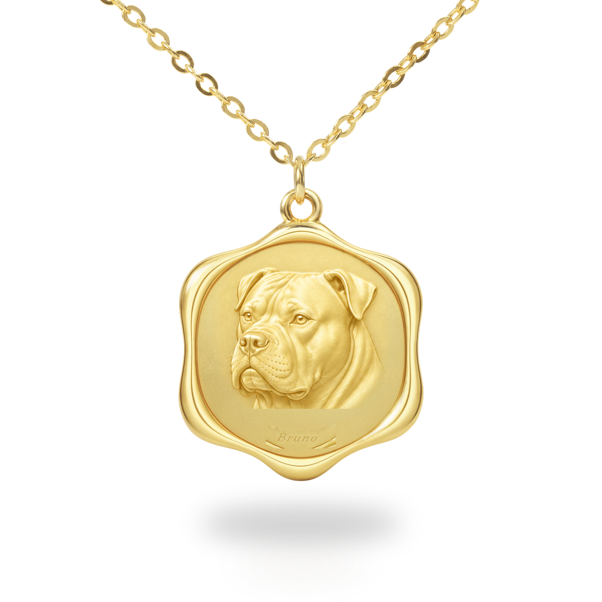 Soulyshine American Bulldog Precious Paw personalized pet photo necklace - 18K Gold Vermeil front