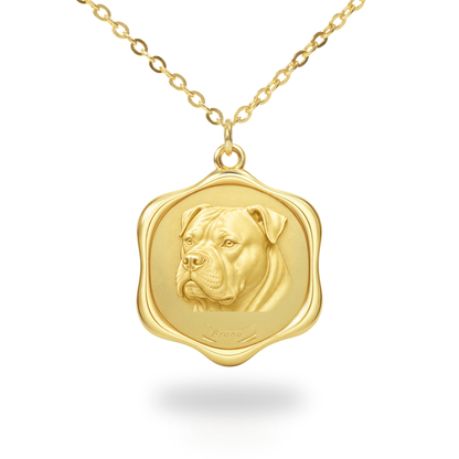 Soulyshine American Bulldog Precious Paw personalized pet photo necklace - 18K Gold Vermeil front