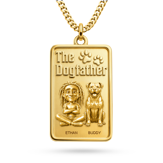 The Dogfather American Bulldog personalized necklace - front