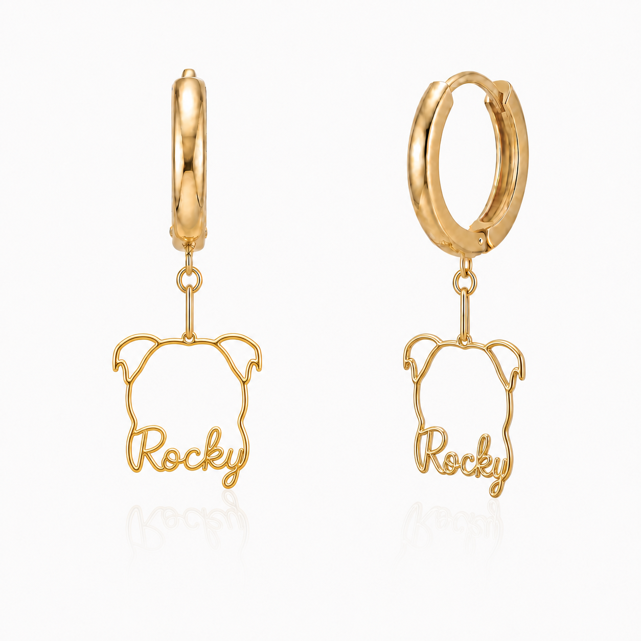 American Bulldog Rocky personalized pet face earrings