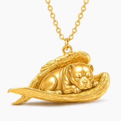 Soulyshine American Bully The Sleeping Angel – Personalized Pet Necklace - 18K Gold Vermeil front