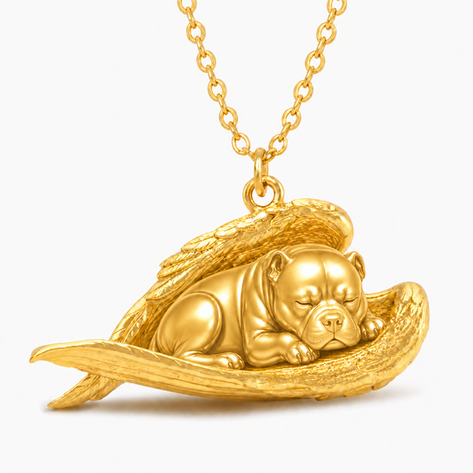 Soulyshine American Bully The Sleeping Angel – Personalized Pet Necklace - 18K Gold Vermeil front