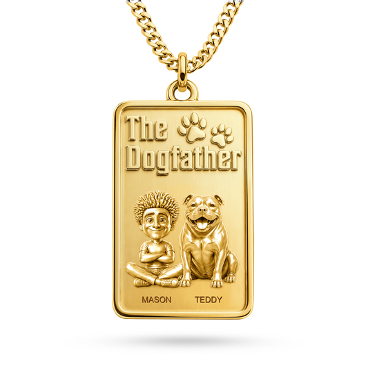The Dogfather American Bully personalized necklace - front