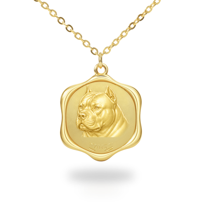 Soulyshine American Bully Precious Paw personalized pet photo necklace - 18K Gold Vermeil front