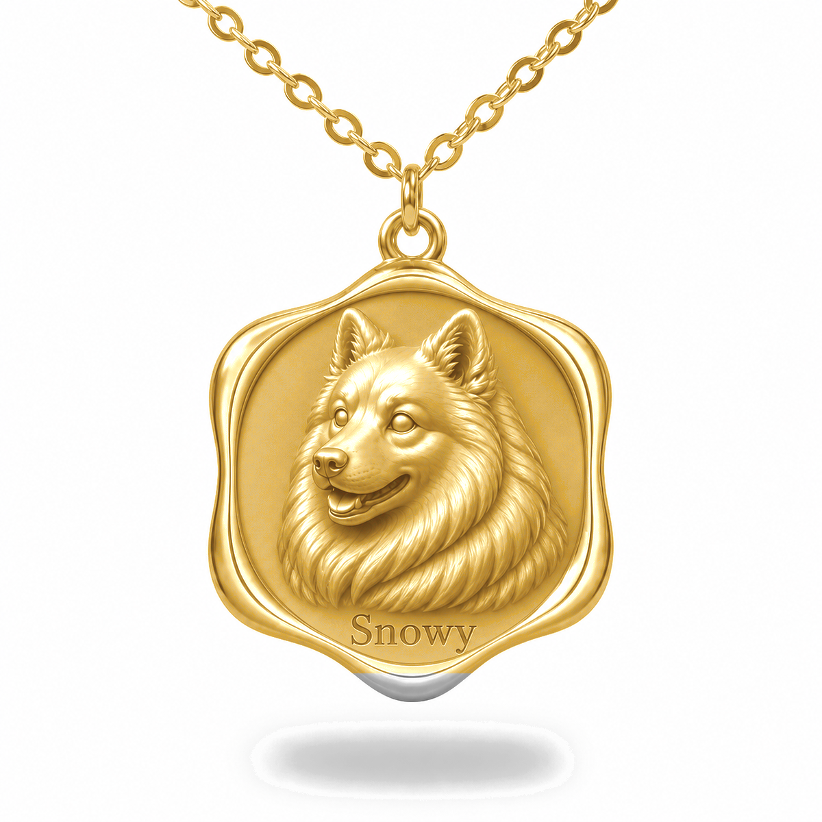 Soulyshine American Eskimo Dog Precious Paw personalized pet photo necklace - 18K Gold Vermeil front