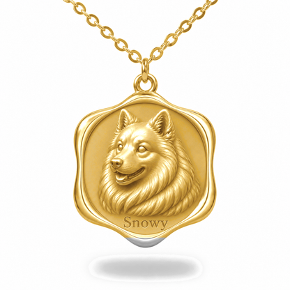 Soulyshine American Eskimo Dog Precious Paw personalized pet photo necklace - 18K Gold Vermeil front