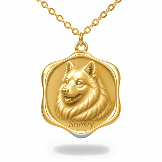 Soulyshine American Eskimo Dog Precious Paw personalized pet photo necklace - 18K Gold Vermeil front