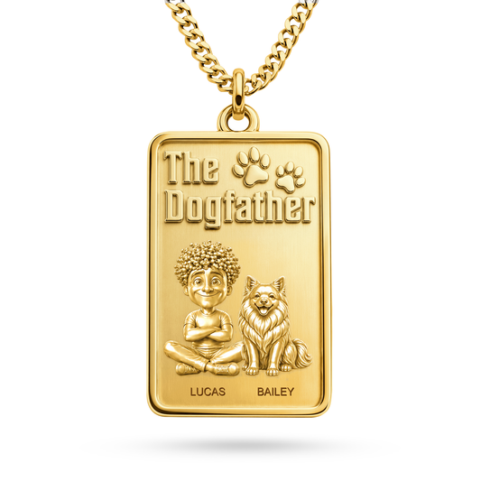 The Dogfather American Eskimo Dog personalized necklace - front