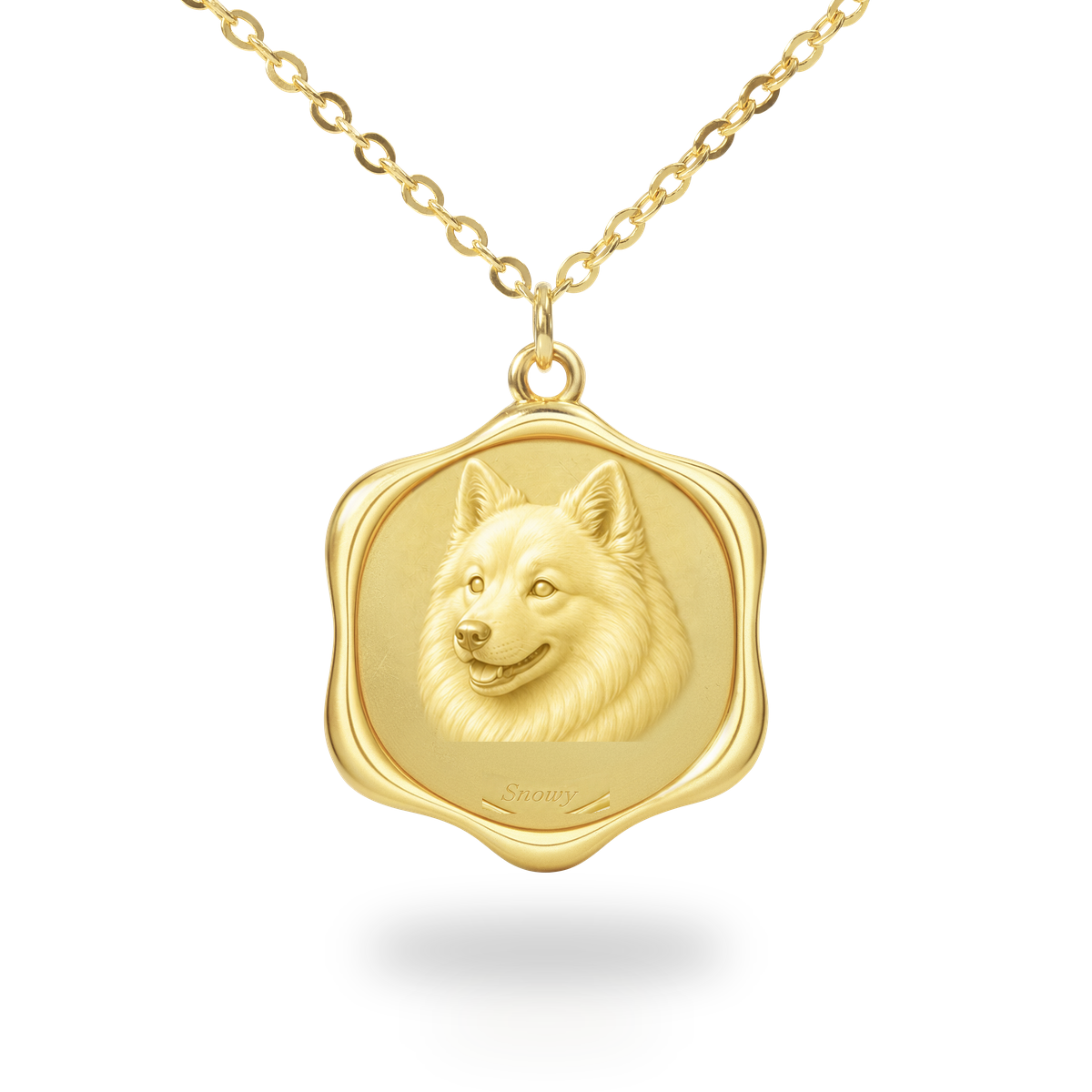 Soulyshine American Eskimo Dog Precious Paw personalized pet photo necklace - 18K Gold Vermeil front