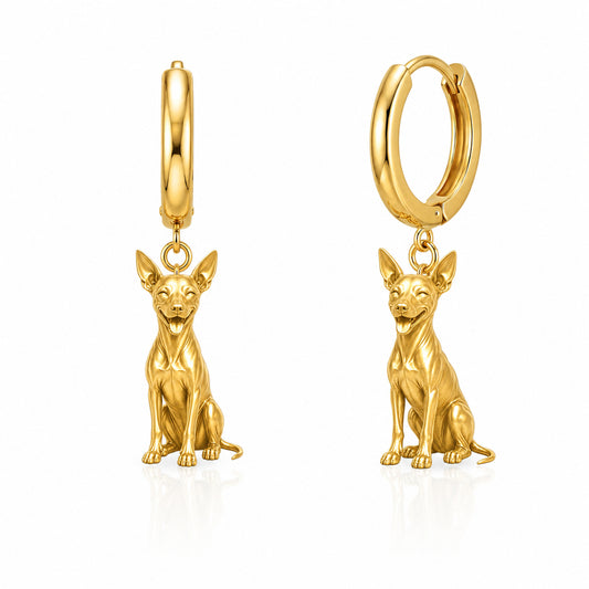 American Hairless Terrier coated personalized companion handcrafted huggie earrings
