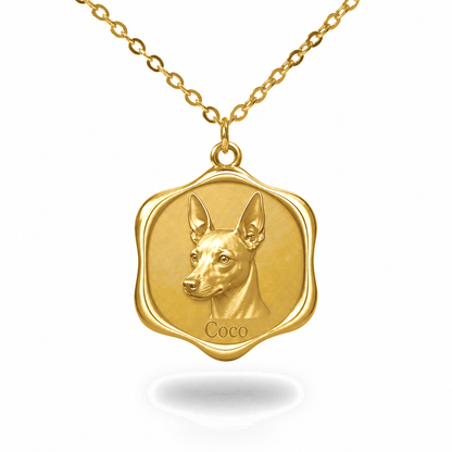 Soulyshine American Hairless Terrier coated Precious Paw personalized pet photo necklace - 18K Gold Vermeil front