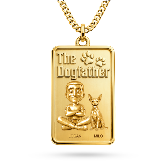 The Dogfather American Hairless Terrier Coated personalized necklace - front