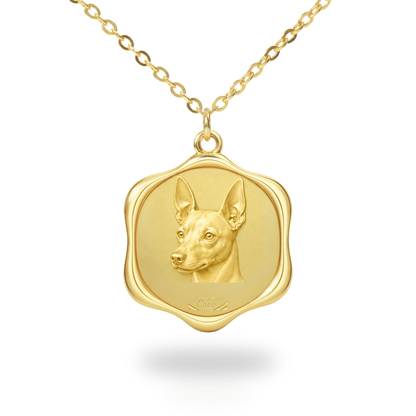 Soulyshine American Hairless Terrier coated Precious Paw personalized pet photo necklace - 18K Gold Vermeil front